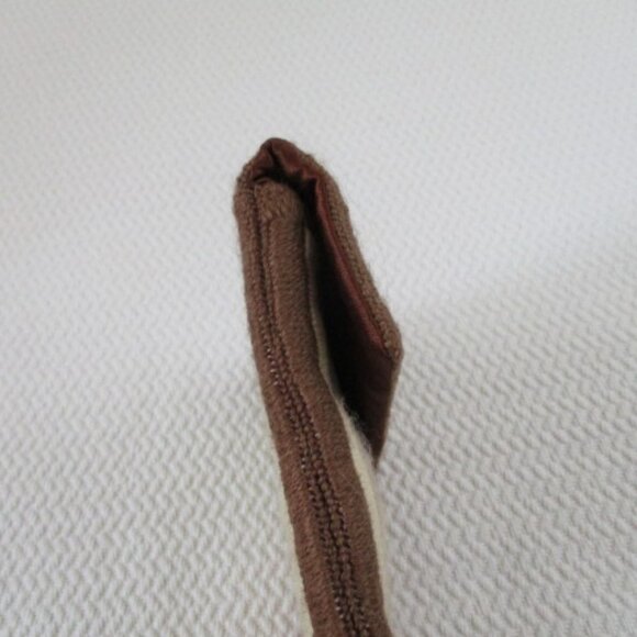 Vintage wool handwoven boho clutch bag brown beige soft lined pouch hand made - Picture 4 of 9